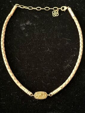 1663 Kendra Scott Rose Gold Druzy Leather Braided Choker